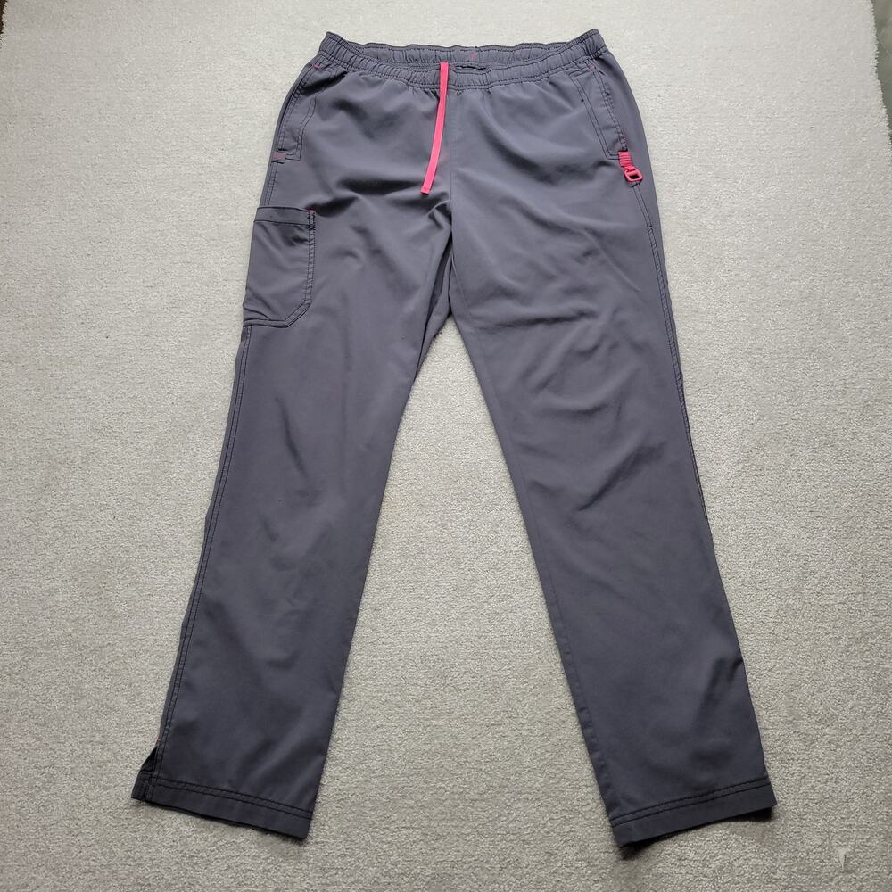 Carhartt Scrub Pants Womens Large Gray Pink Drawstring Cargo Stretch Medical